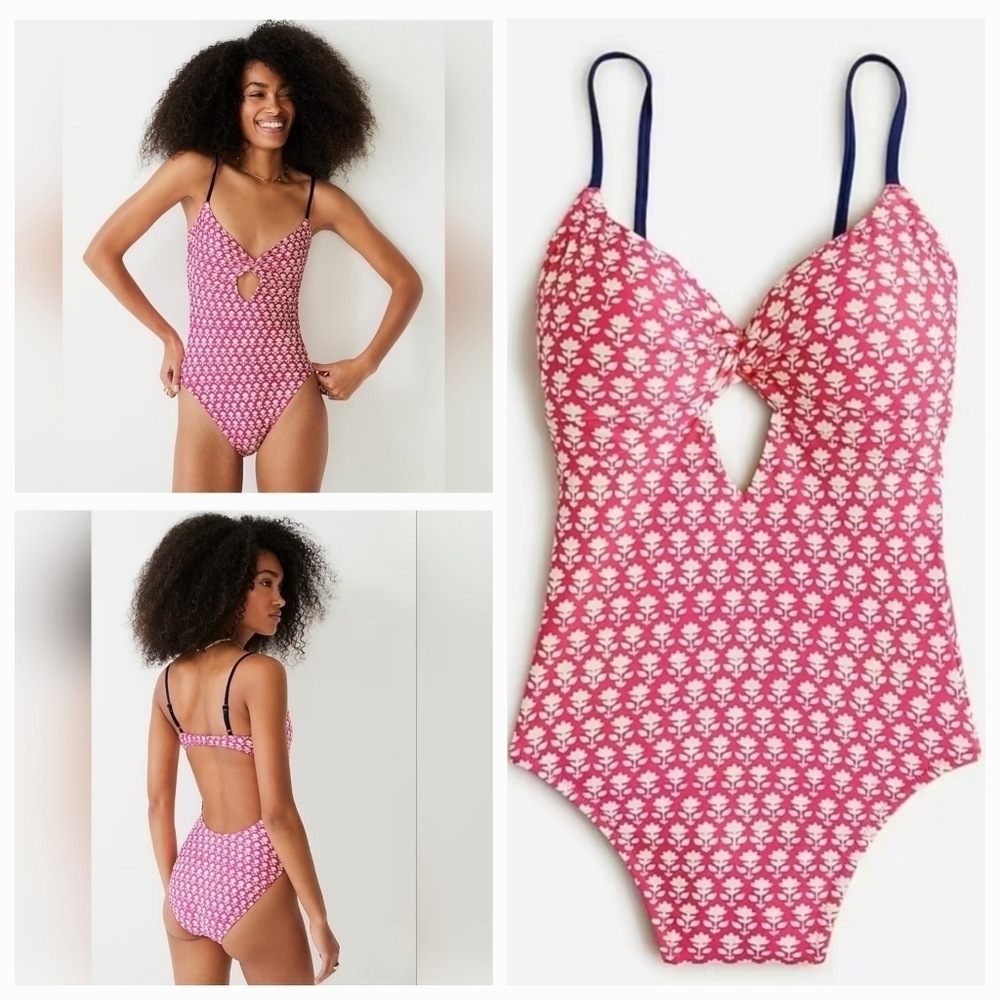 J. Crew Twist-front Keyhole One-piece Swimsuit  NWT